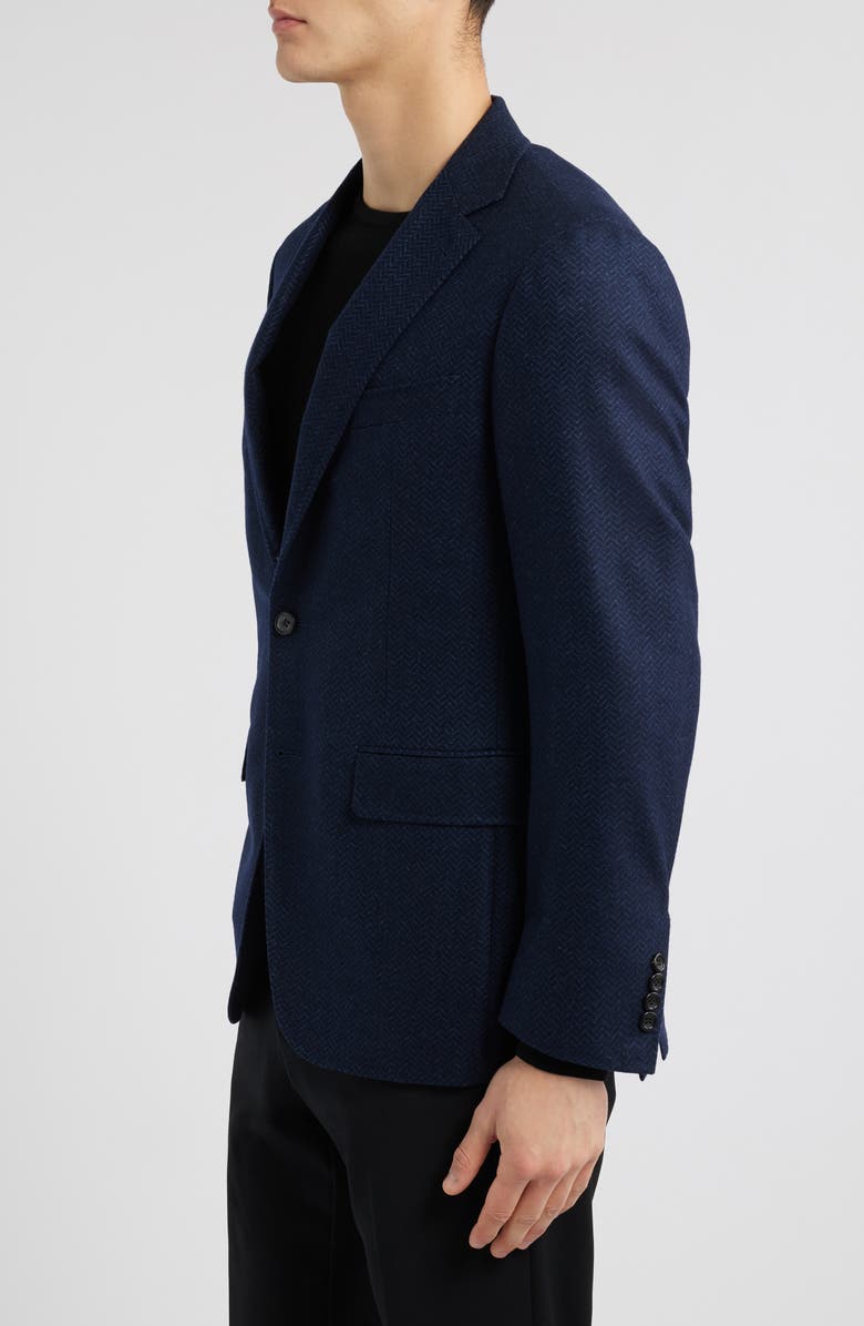 Canali Kai Trim Fit Navy Wool Herringbone Sport Coat, Alternate, color,