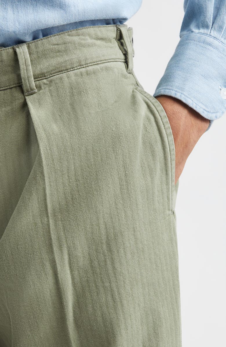 Drake's Games Cotton Herringbone Trousers, Alternate, color, Olive