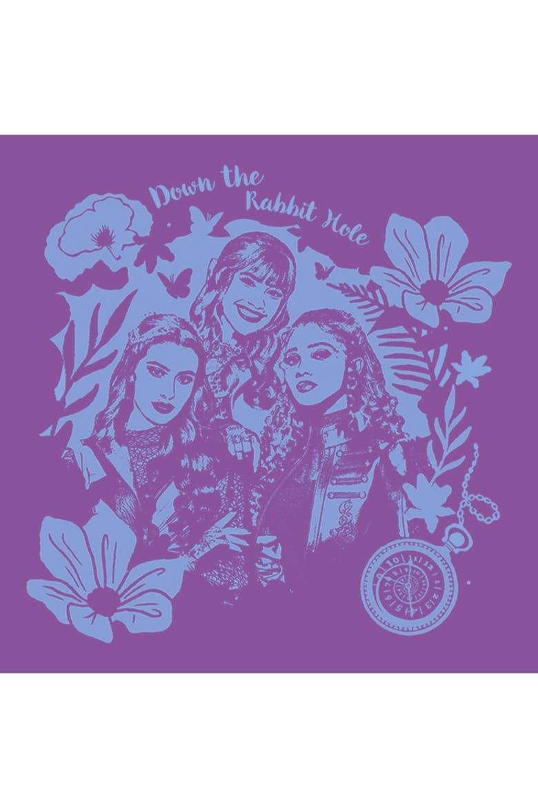 Girl's Descendants Wicked Wonderland Down the Rabbit Hole  Graphic T-Shirt, Alternate, color, Purple Berry