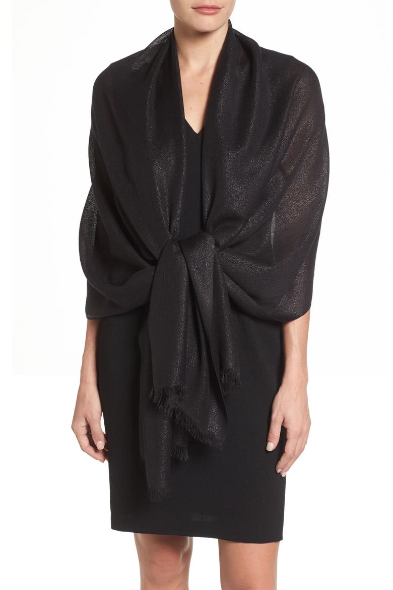 Metallic Lightweight Wrap, Alternate, color, BLACK
