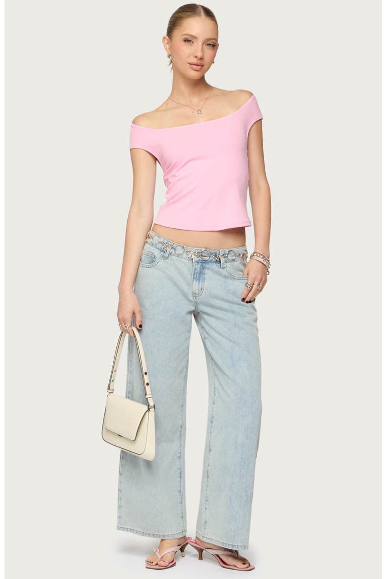 Mikkey Cutout Off the Shoulder Top, Alternate, color, LIGHT-PINK