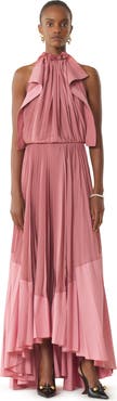 Lanvin Pleated Dress In Charmeuse And Cotton