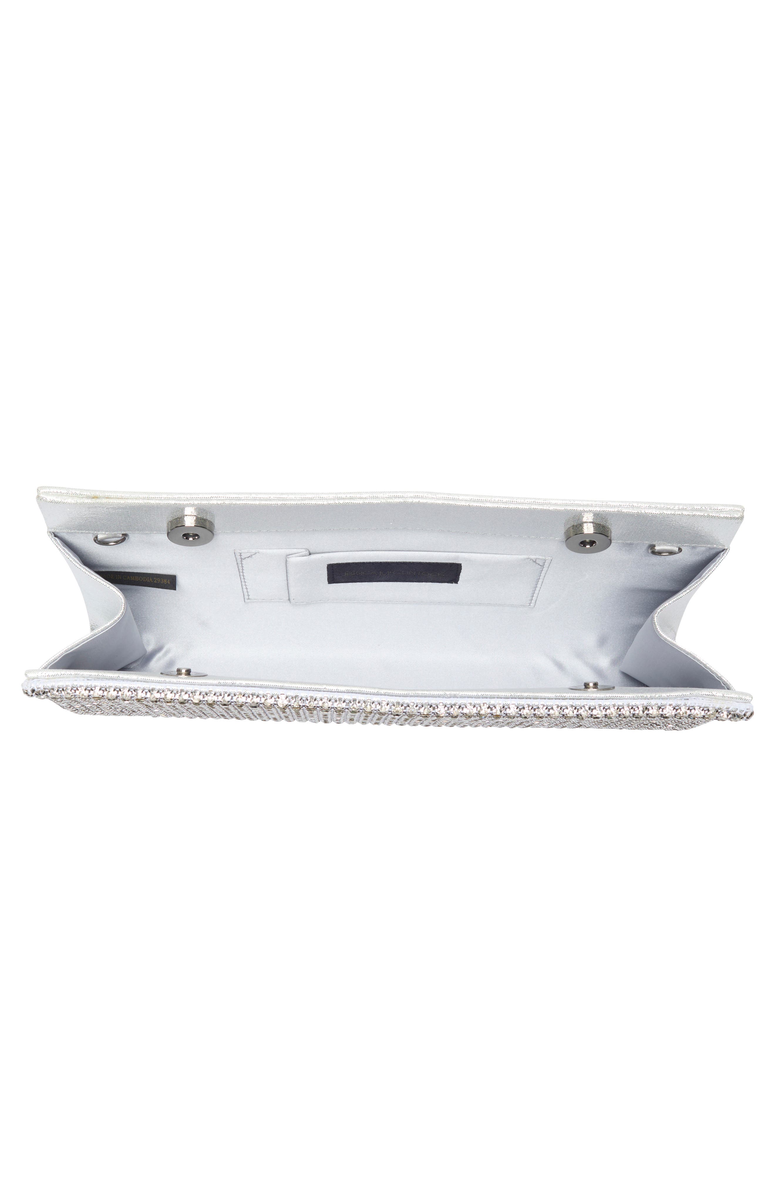 Jessica McClintock Elaine Oversize Rhinestone Embellished Clutch, Alternate, color, Silver