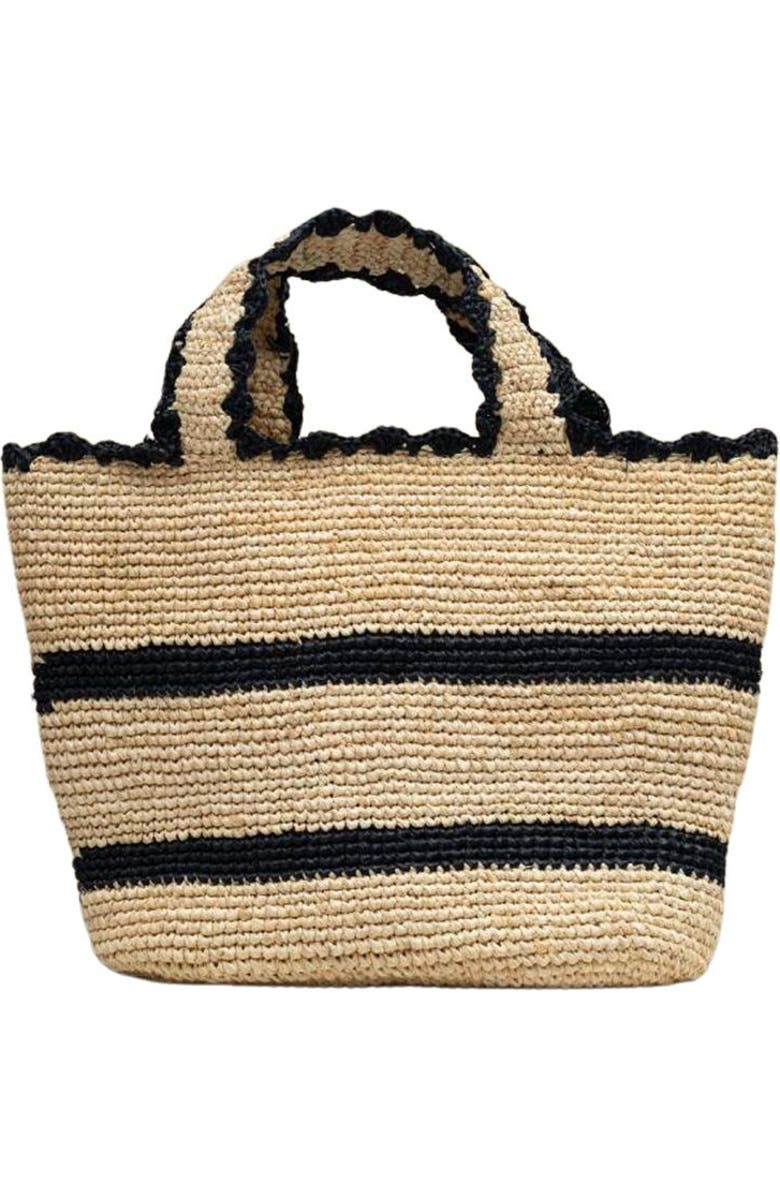 indego africa Odette Beach Tote, Main, color, Natural & Black Stripe - Mini