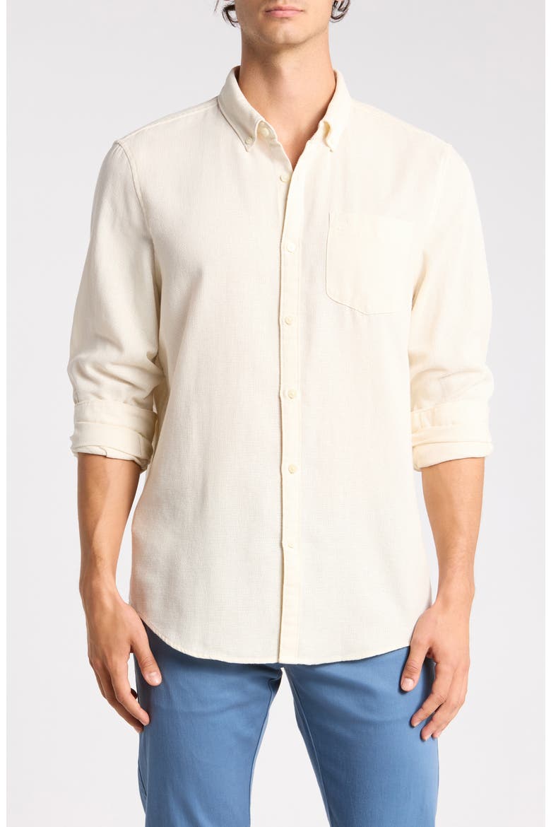Long Sleeve Dobby Texture Button-Up Shirt, Main, color, BIRCH