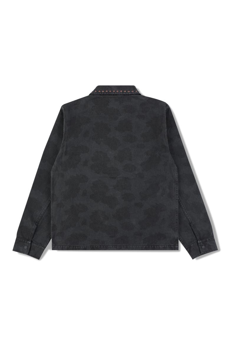 Studded Denim Jacket, Alternate, color, BLACK