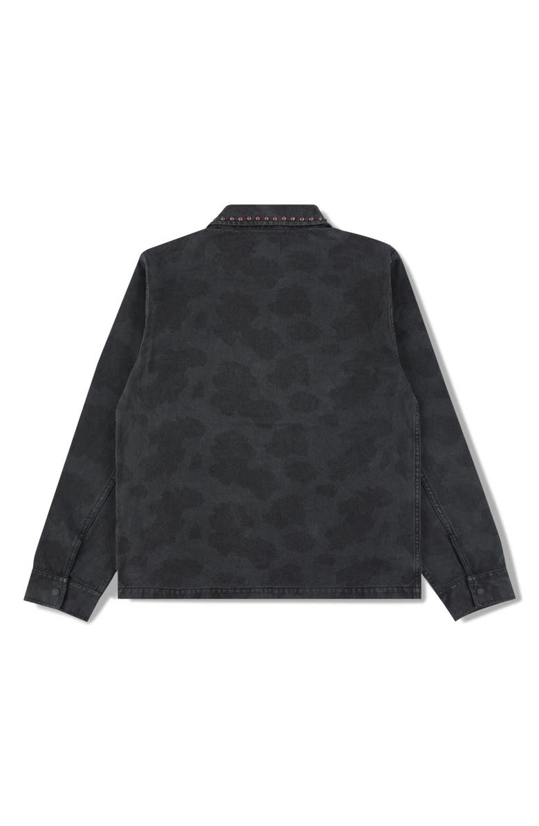 PLEASURES Studded Denim Jacket, Alternate, color, Black