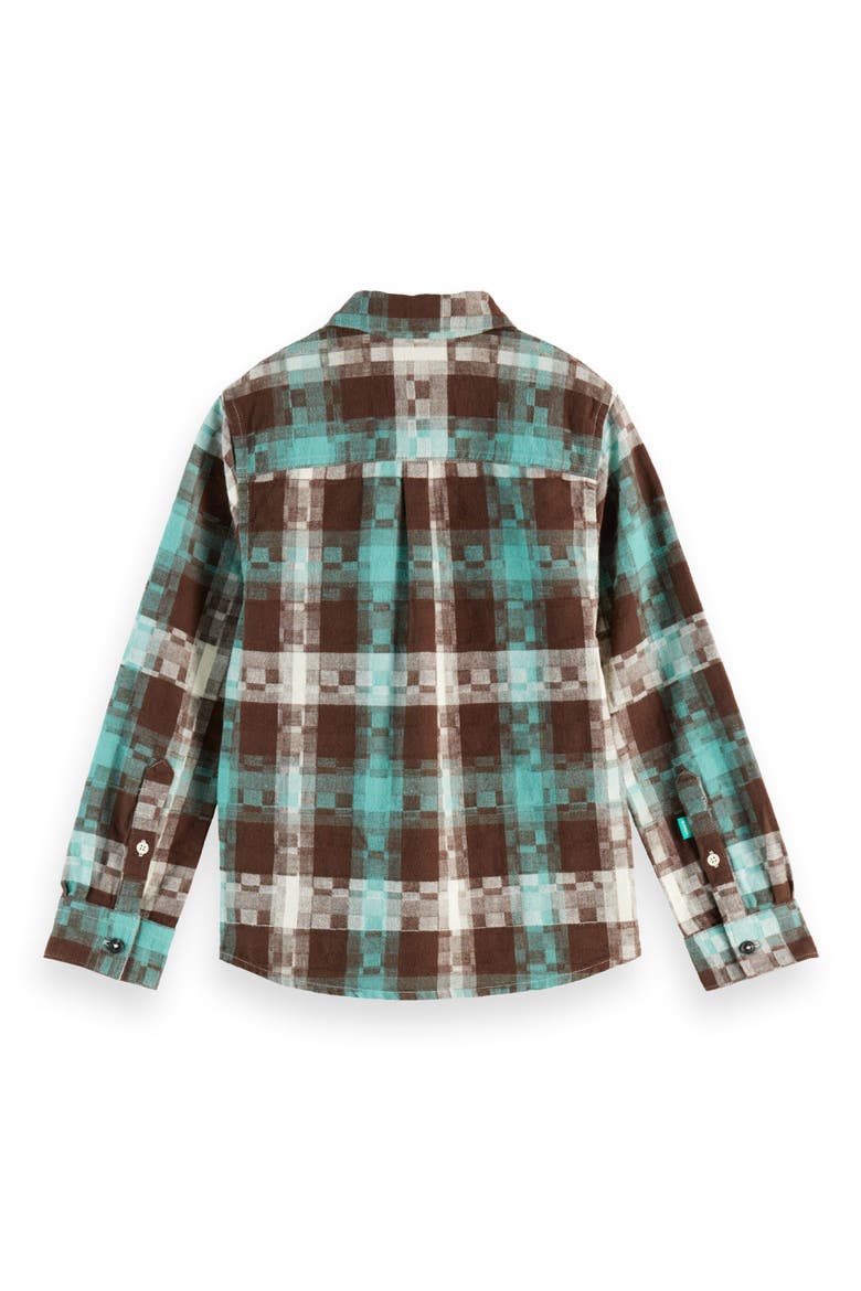 Kids' Pixelated Check Cotton Flannel Button-Up Shirt, Alternate, color, AGATE GREEN ABSTRACT