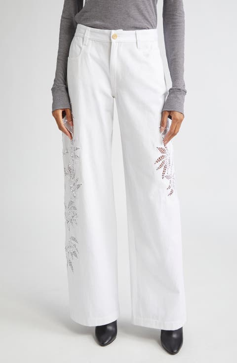 Stulla Lace Panel Wide Leg Jeans