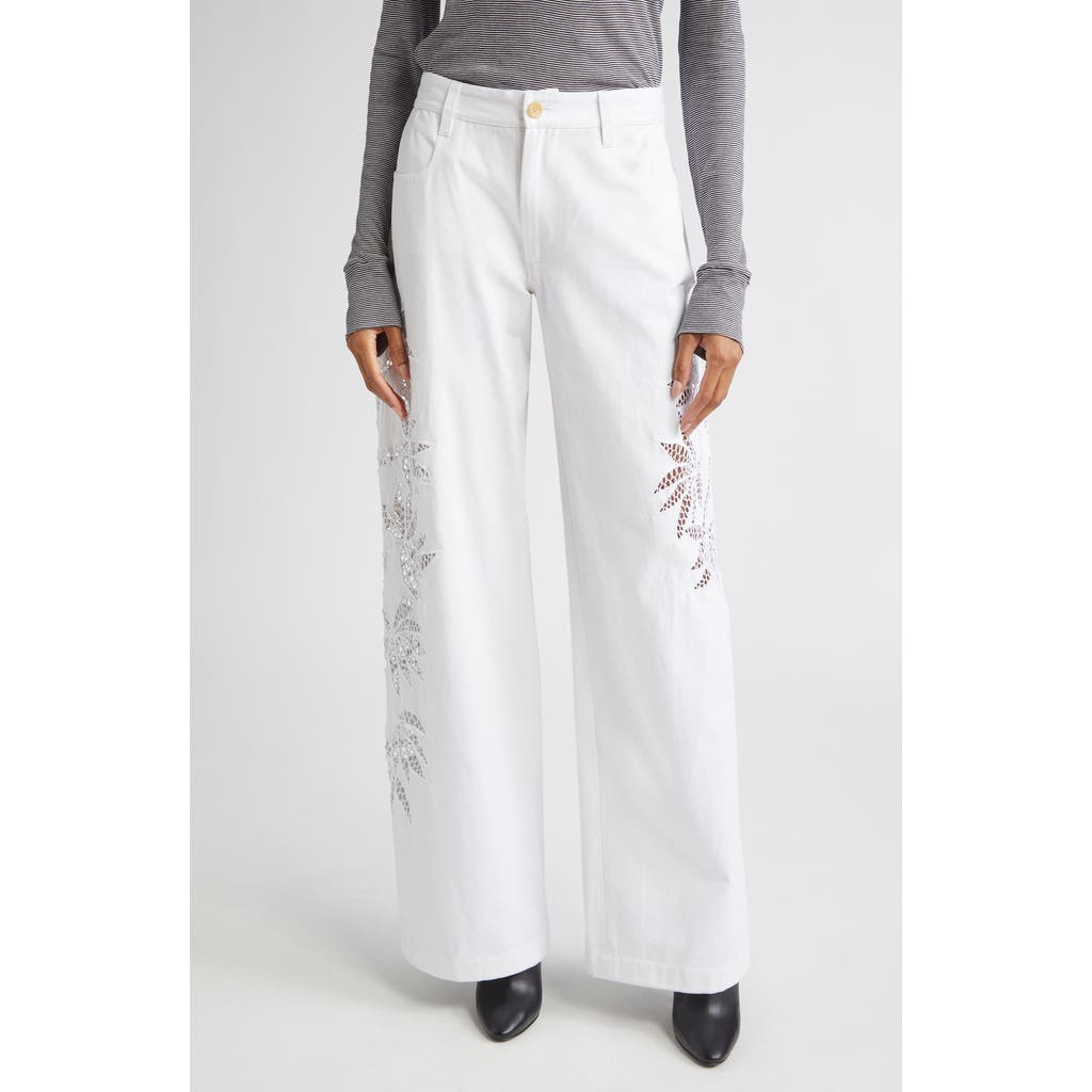 Diotima Stulla Lace Panel Wide Leg Jeans in White  product