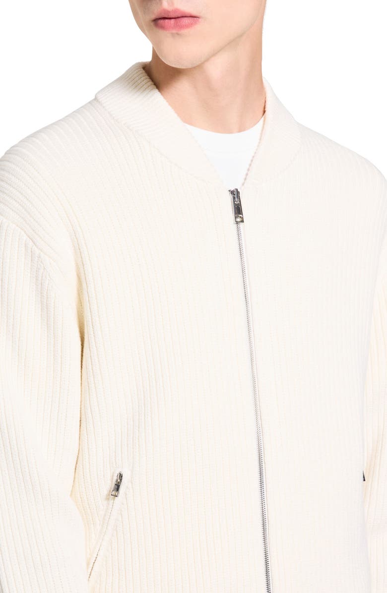Theory Ryke Cashton Rib Cotton & Cashmere Blend Zip-Up Cardigan, Alternate, color, Ivory