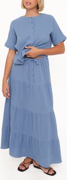 Petal & Pup Sophia Cotton Gauze Button-Up Top & Maxi Skirt Set