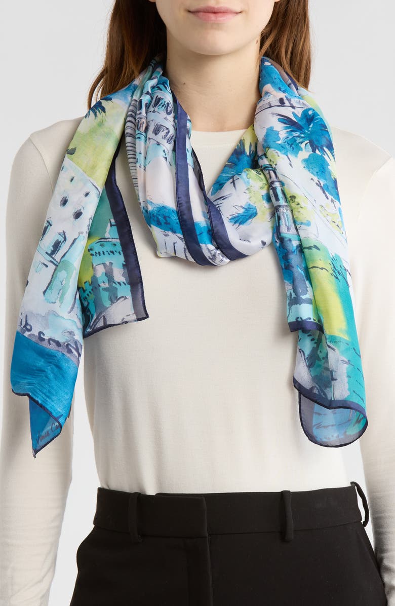 Vince Camuto Roman Holiday Scarf, Main, color, Ocean