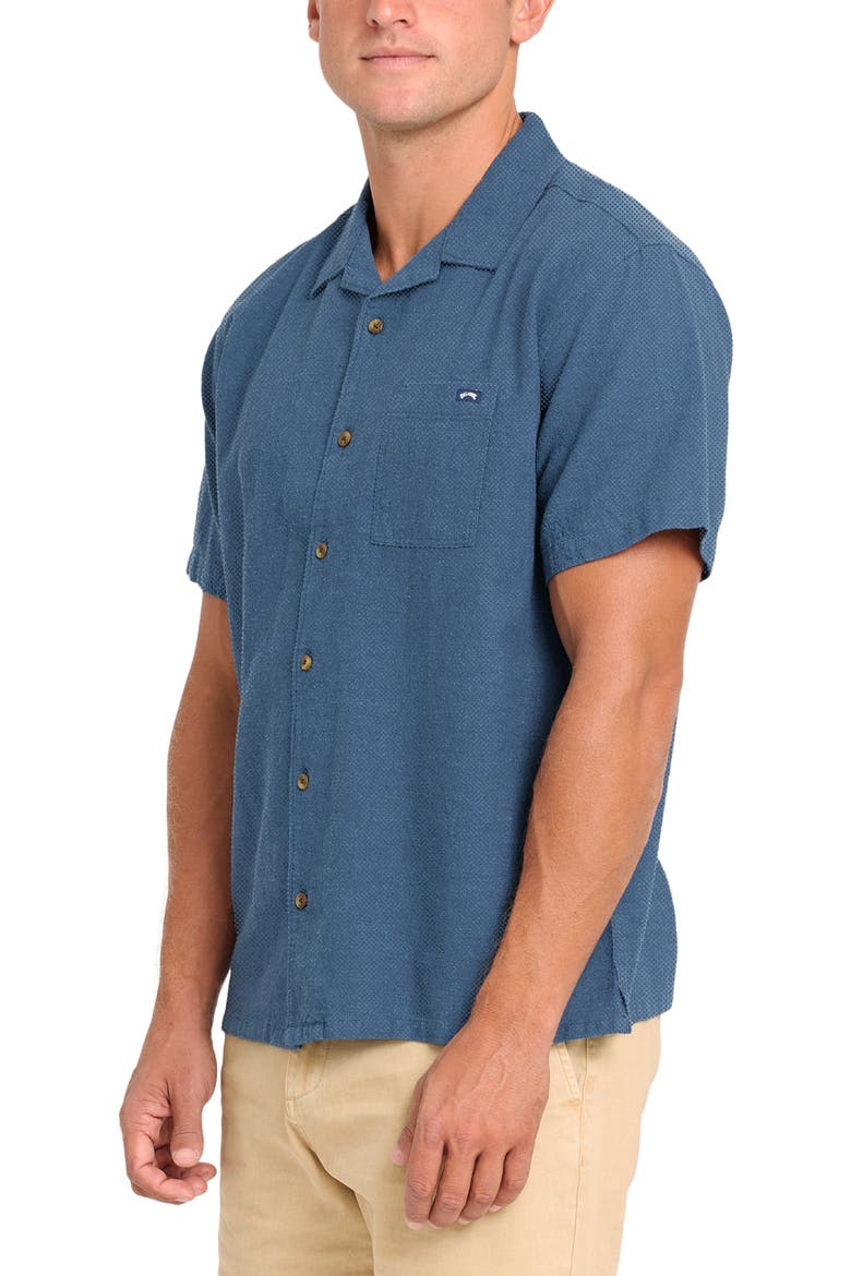 Victoria Vacay Linen Blend Camp Shirt, Alternate, color, CHINA BLUE