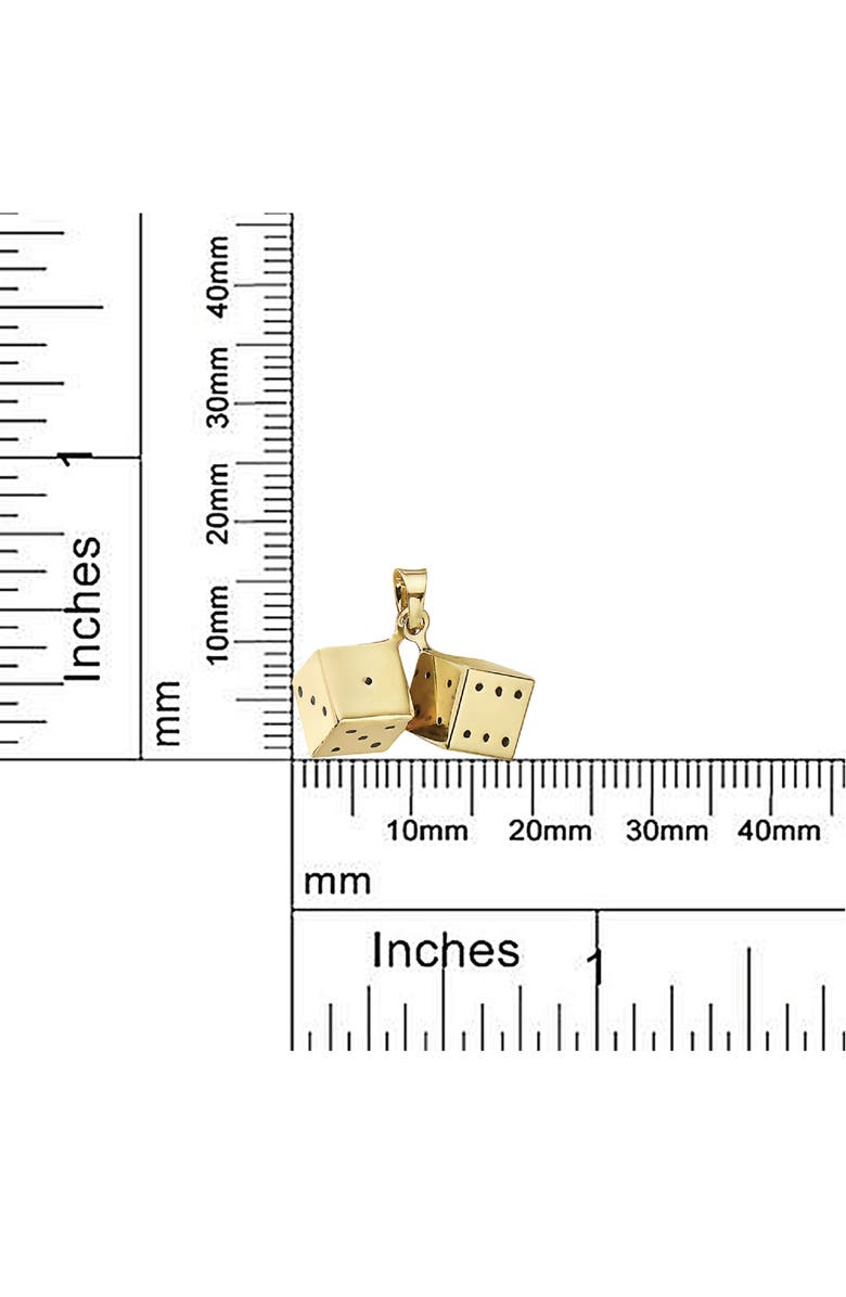 BEST SILVER 14K Gold 3D Dice Pendant, Alternate, color, 2Tone
