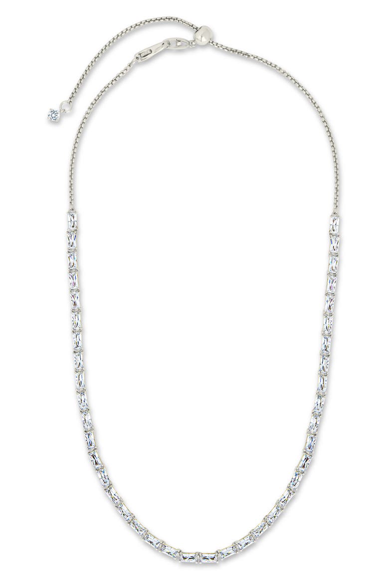 Blanche Slide Tennis Necklace, Alternate, color, SILVER