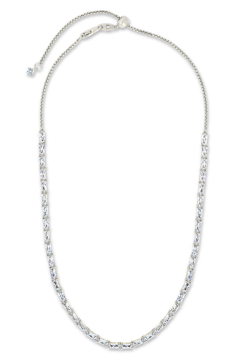 Sterling Forever Blanche Slide Tennis Necklace, Alternate, color, Silver
