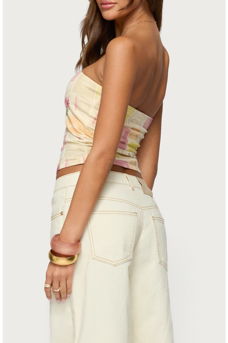 Cicilla Strapless Stretch Cotton Crop Top, Alternate, color, CREAM