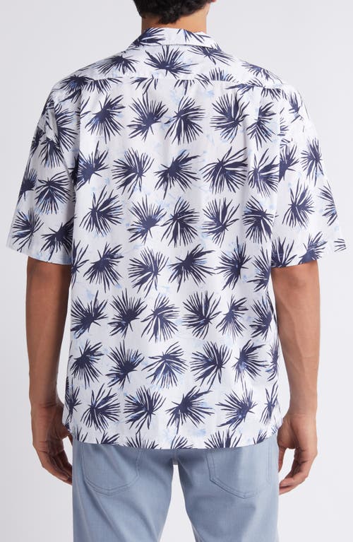 Hugo Boss Boss Drew Palm Print Stretch Camp Shirt In White