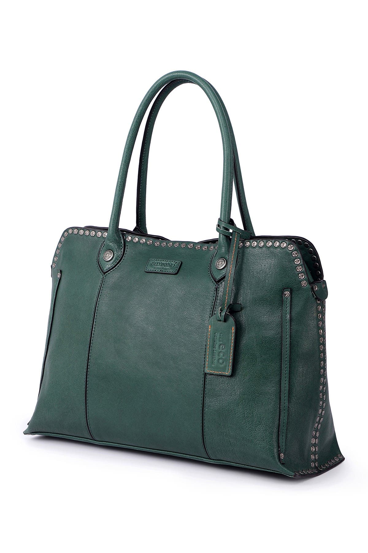 Soul Stud Leather Satchel Bag, Alternate, color, KALE