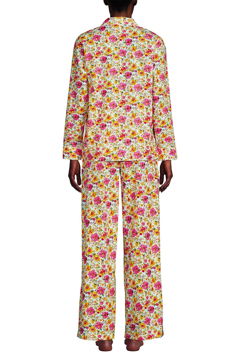 Cotton Poplin 2 Piece Pajama Set - Long Sleeve Top and Pants, Alternate, color, White Multi Painted Blooms