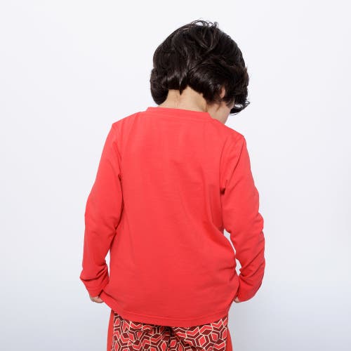Mixed Up Clothing Boys Pocket Long-sleeve Henley Shirt In Red