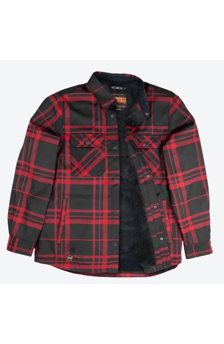 Mobile Warming 3 Season Flannel Heated Shirt Jacket, Alternate, color, Red