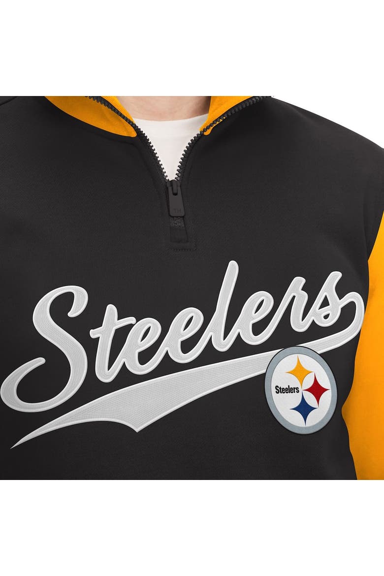 Men's Tommy Hilfiger Black/Gold Pittsburgh Steelers Aiden Quarter-Zip Sweatshirt, Alternate, color, Black