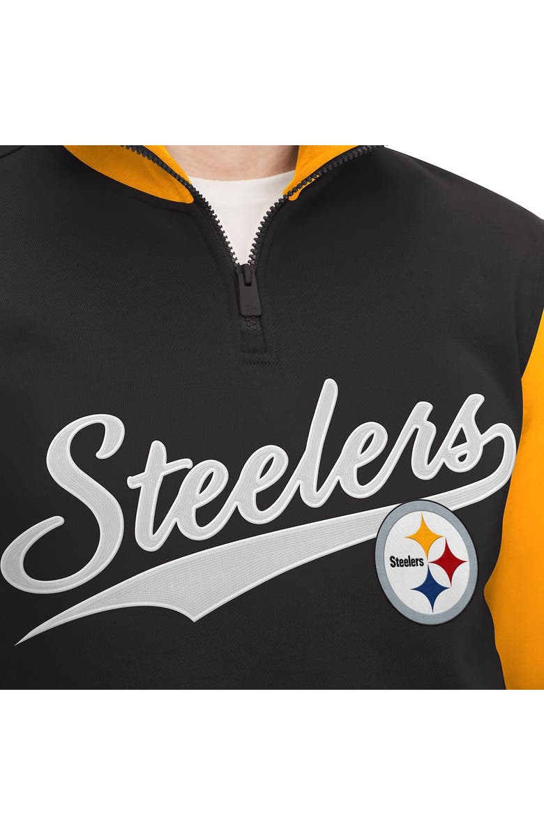 Tommy Hilfiger Men's Tommy Hilfiger Black/Gold Pittsburgh Steelers Aiden Quarter-Zip Sweatshirt, Alternate, color, Black