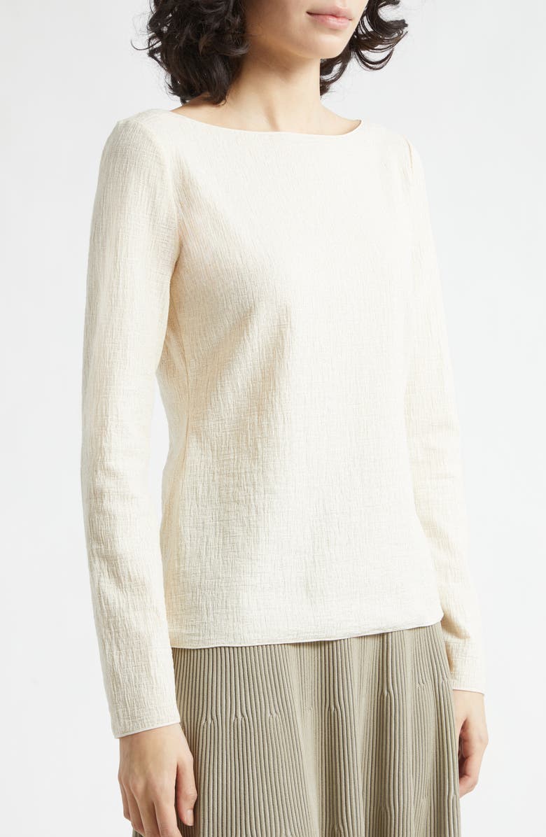 Emporio Armani Jacquard Jersey Top, Alternate, color, Ivory