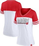 PROFILE Women's Profile White/Red Wisconsin Badgers Plus Size Field Game V-Neck T-Shirt