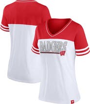 PROFILE Women's Profile White/Red Wisconsin Badgers Plus Size Field Game V-Neck T-Shirt
