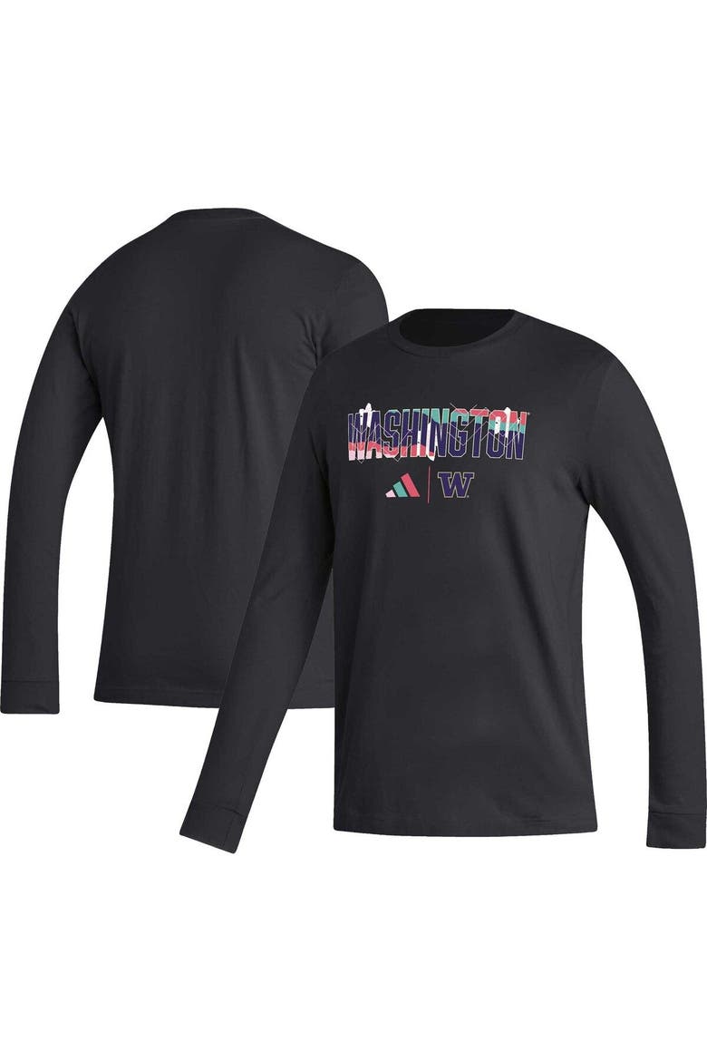 Men's adidas Black Washington Huskies Honoring Black Excellence Long Sleeve T-Shirt, Main, color, Black