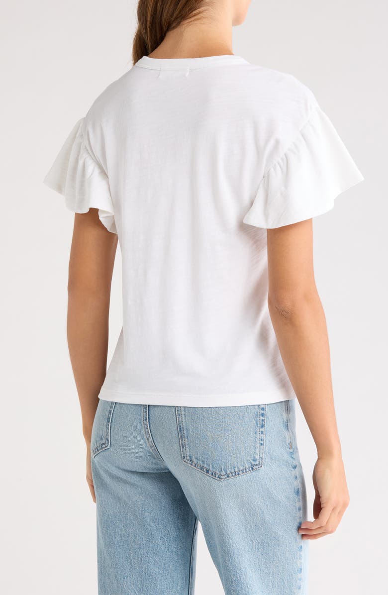 Nation LTD Camille Ruffle Sleeve Cotton T-Shirt, Alternate, color, Optic White