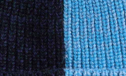 Waste Yarn Project Kaja Colorblock One Of A Kind Beanie In Tonal Blue