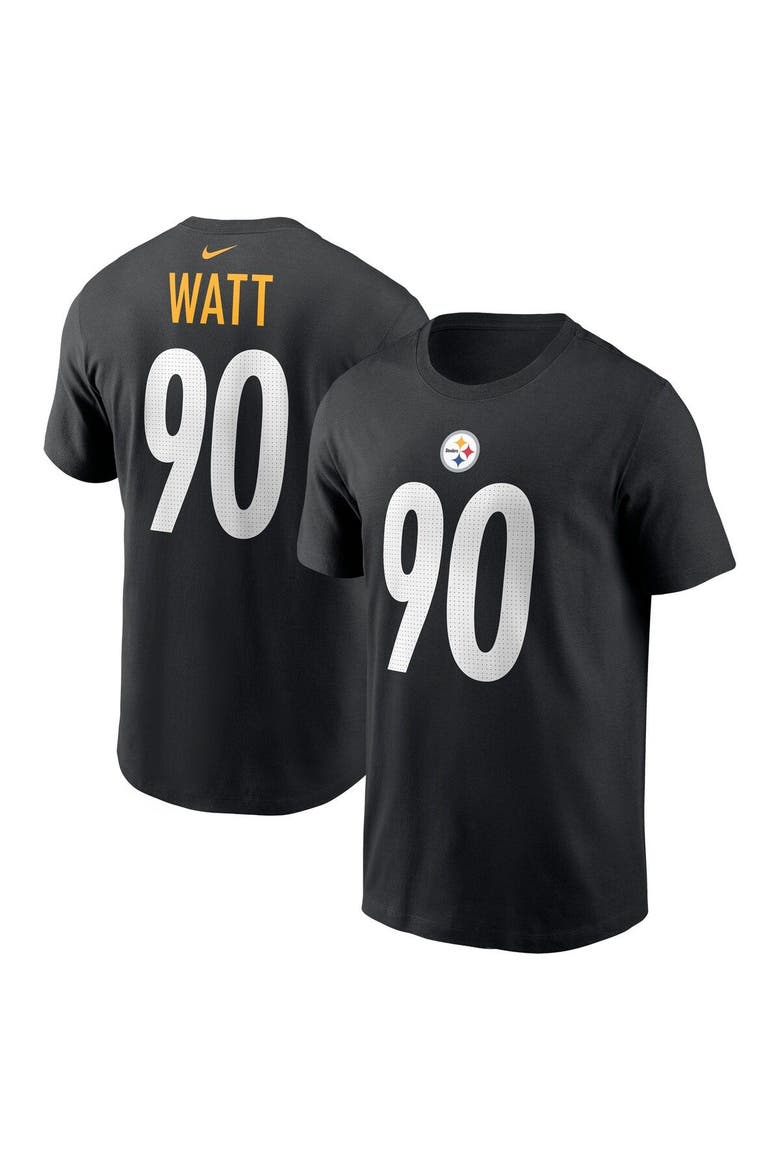 Men's Nike T.J. Watt Black Pittsburgh Steelers Player Name & Number T-Shirt, Main, color, Black