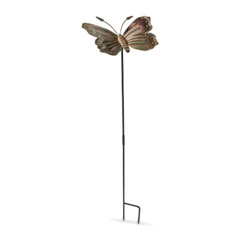 Butterfly Garden Stake Antique Bronze Iron Spring