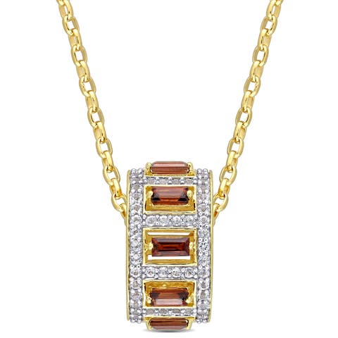 Gemstone & White Topaz Pendant Necklace