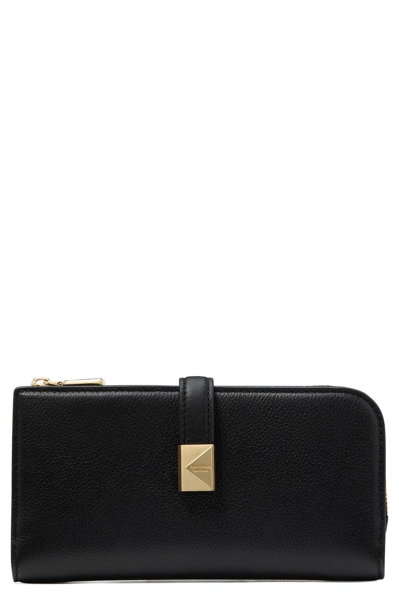 Kate Spade New York deco pebbled leather zip wallet, Main, color, 