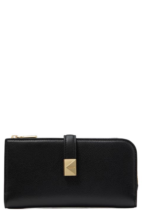 deco pebbled leather zip wallet