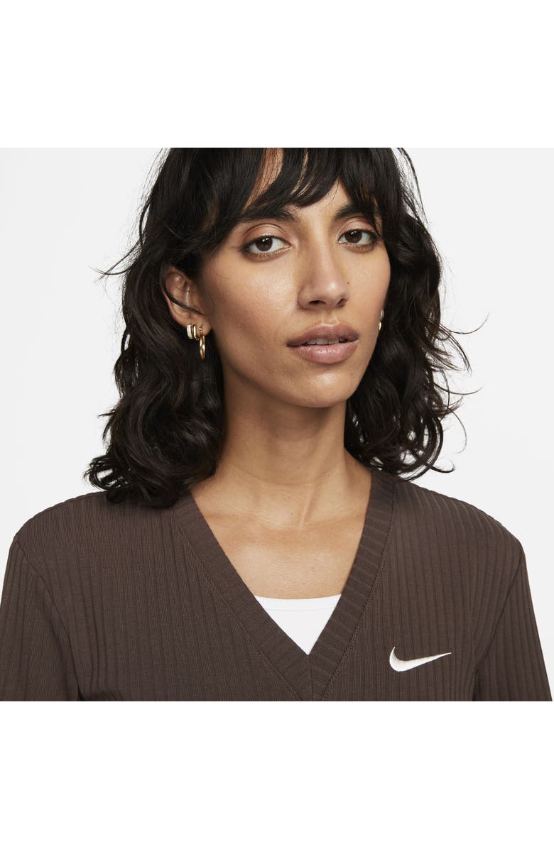 Nike Sportswear Rib Jersey Long Sleeve V-Neck Top, Alternate, color,