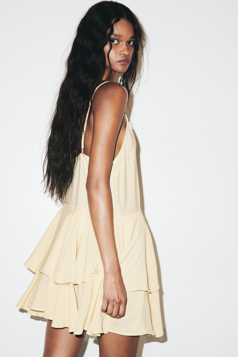 Tiered Viscose-blend Dress, Alternate, color, Pale yellow