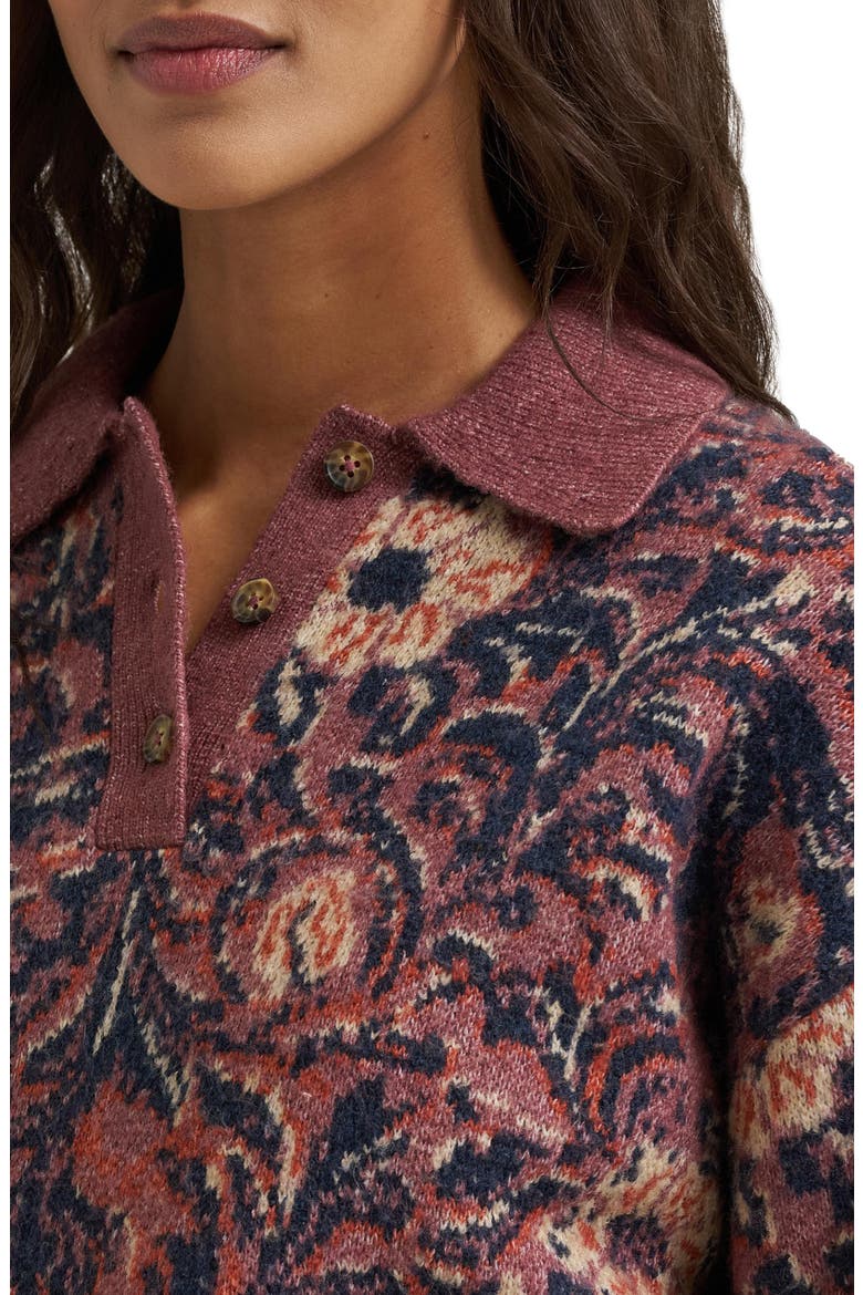 Ranch Floral Polo Sweater, Alternate, color, MYSTIC FLORAL