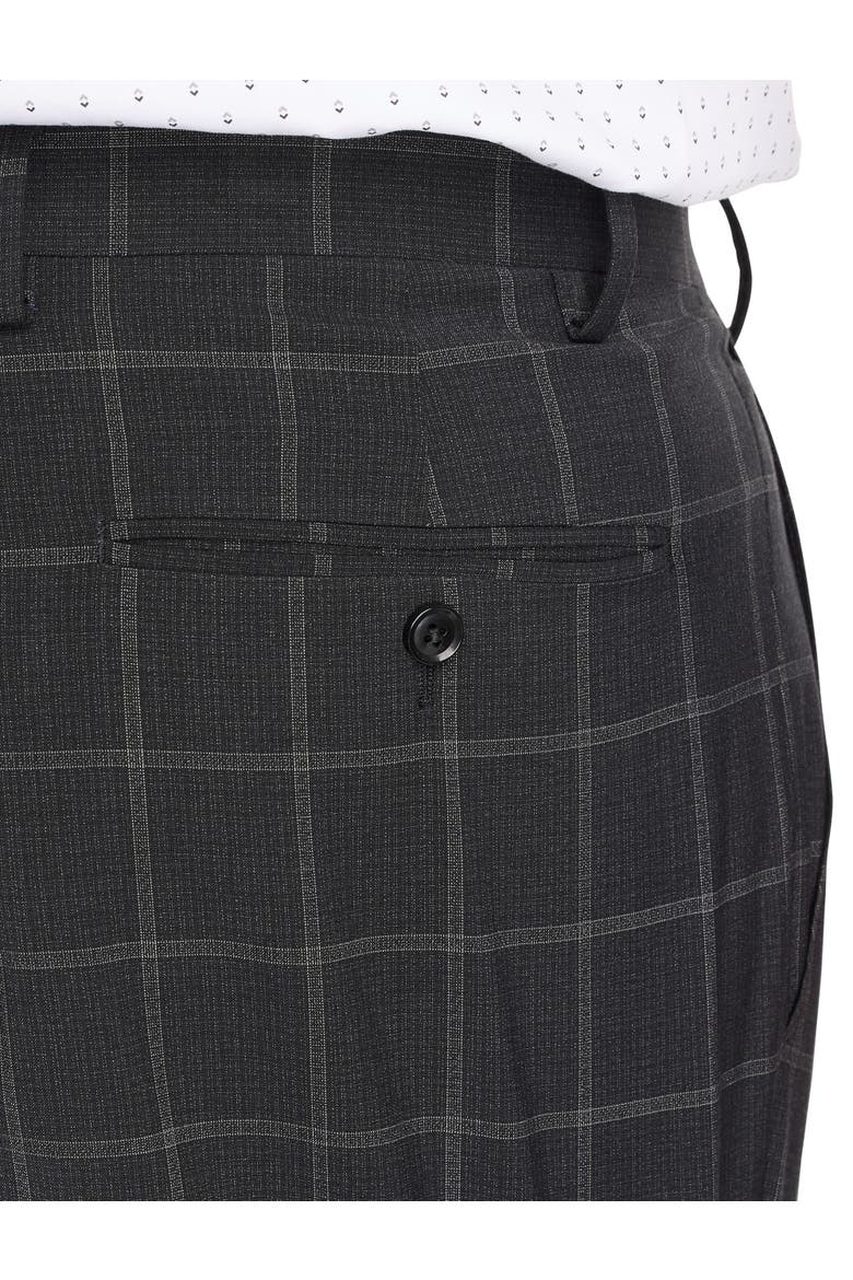 Big & Tall Windowpane Suit Pants, Alternate, color, BLACK