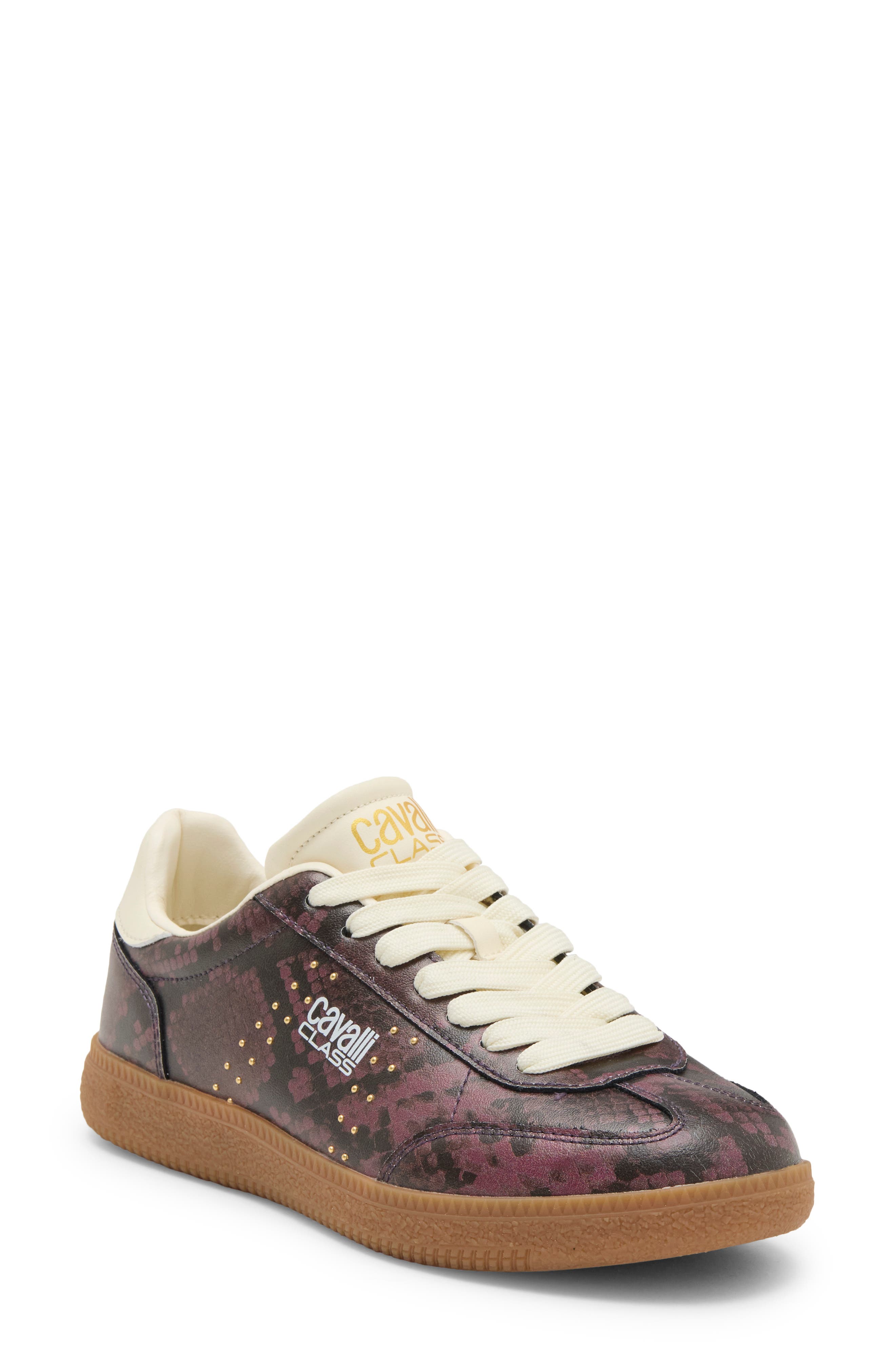 Logo Printed Croc Embossed Leather Sneaker
