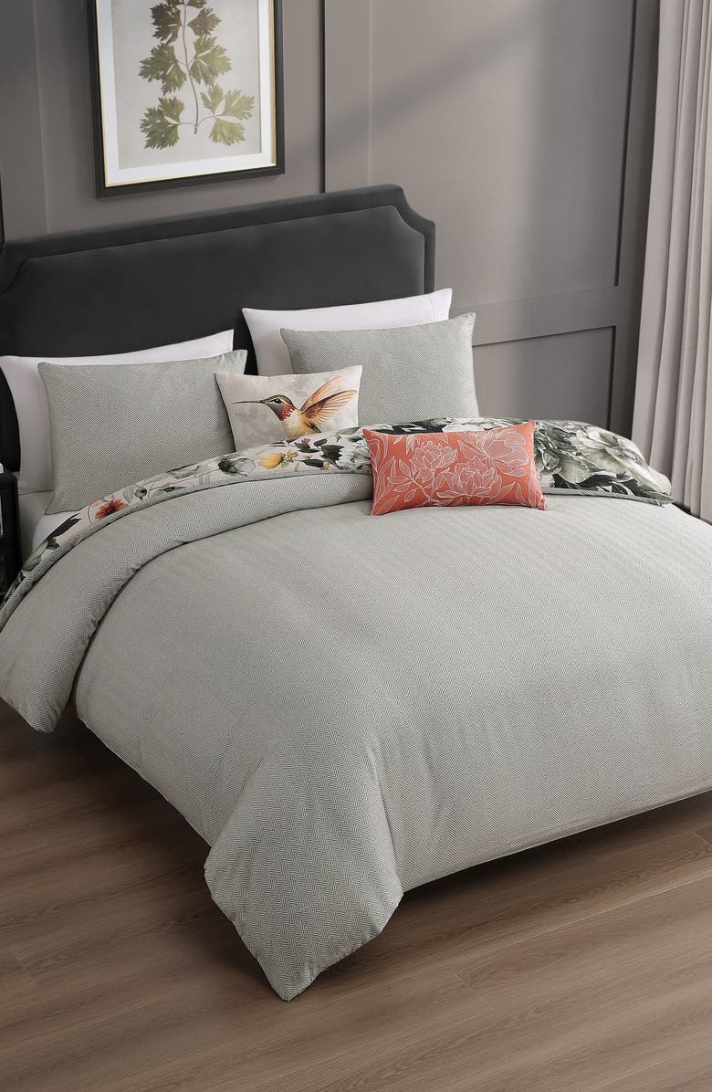 Bebejan Hummingbird Bloom Reversible Cotton Sateen Comforter Set, Alternate, color,