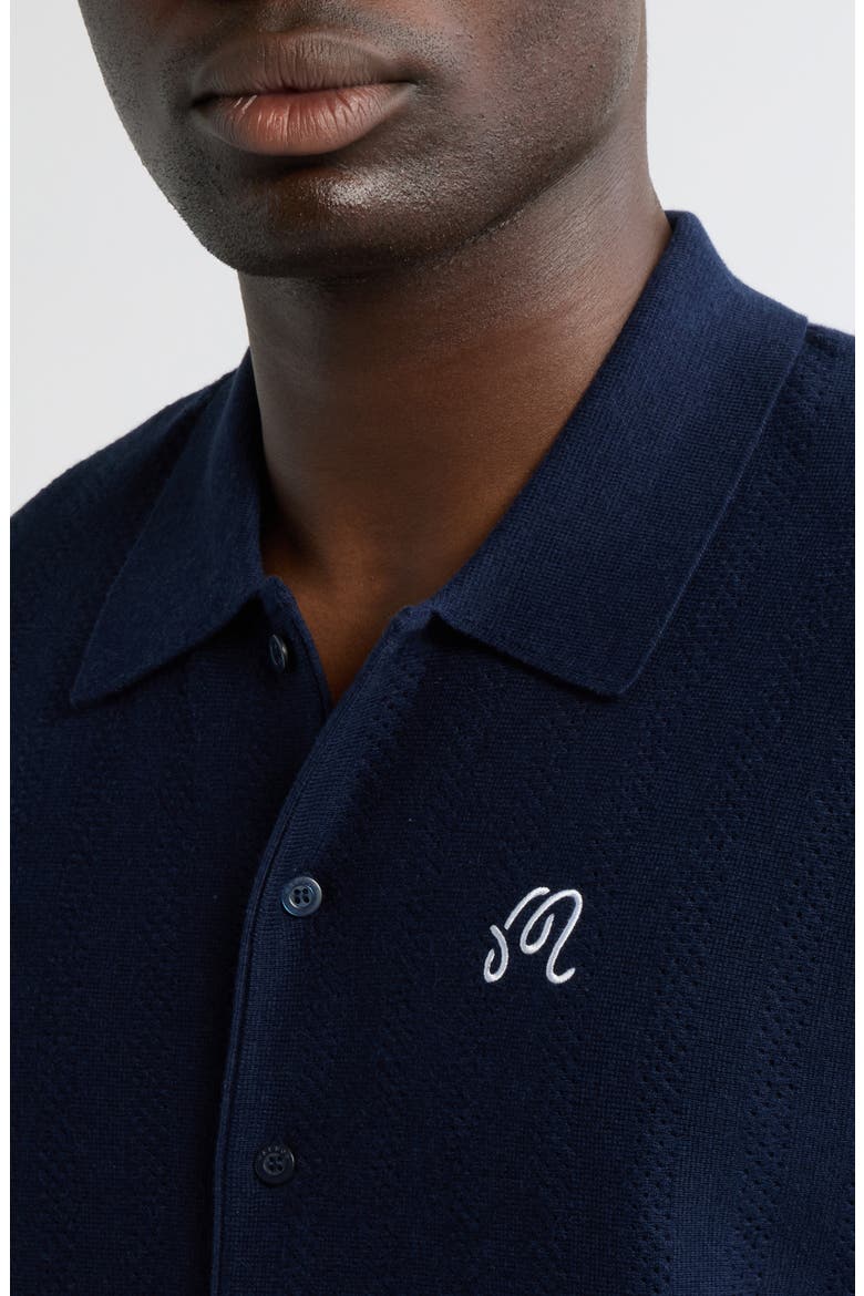 Crosscut Knit Polo, Alternate, color, BLUEBERRY