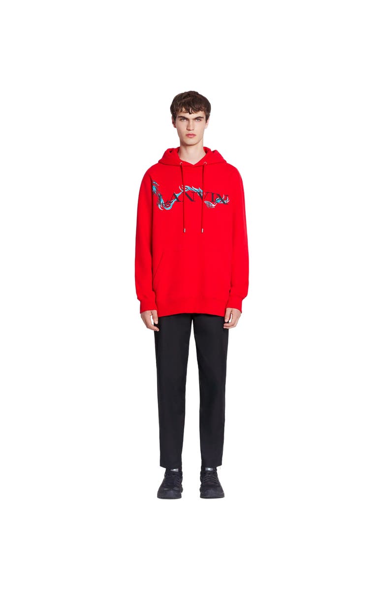 Lanvin UNISEX DRAGON PRINT LOOSE-FITTING HOODIE, Main, color, 
