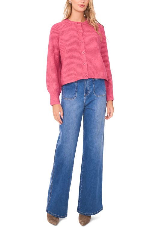 Vince Camuto Saddle Raglan Sleeve Rib Cardigan In Pink