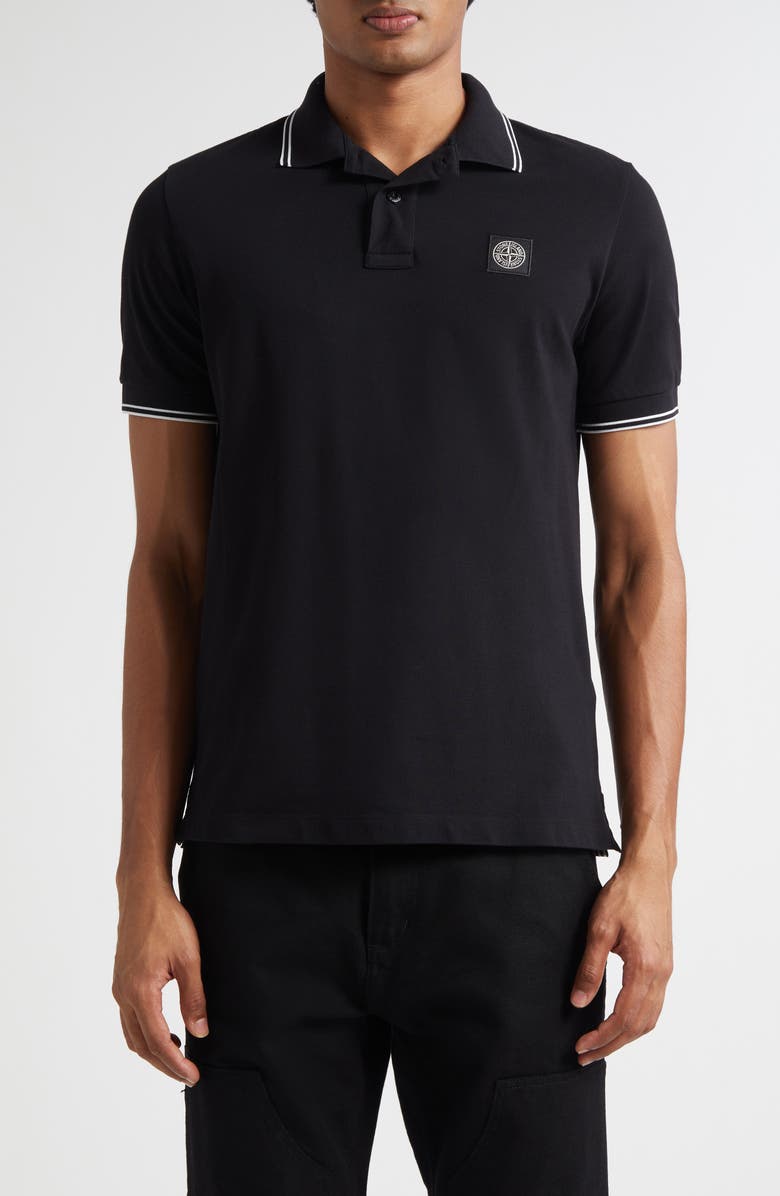 Stone Island Tipped Stretch Cotton Polo, Main, color, V0029 Black